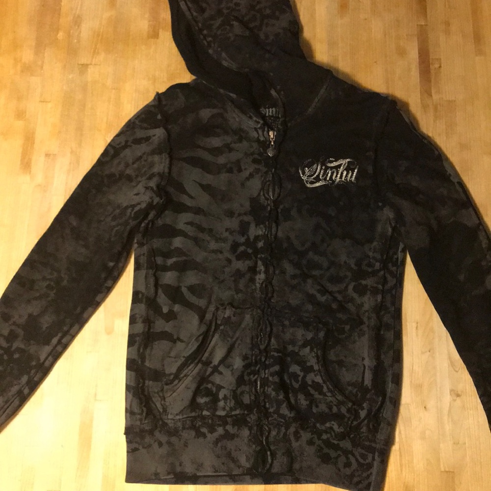 Sinful Rhinestone detailed Zip Up Hoodie